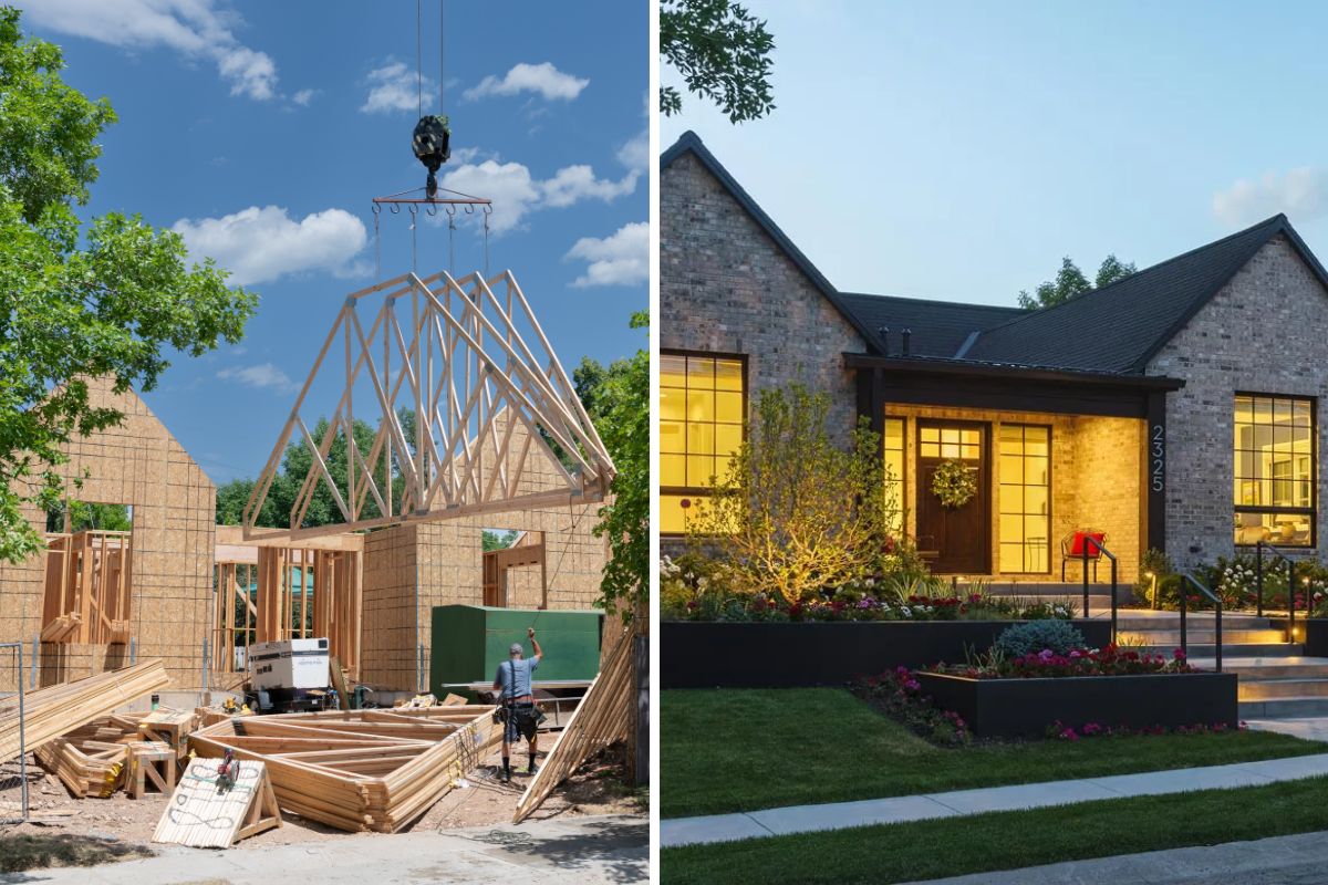 before and after of a sherman home for a blog outlining steps to building a custom home